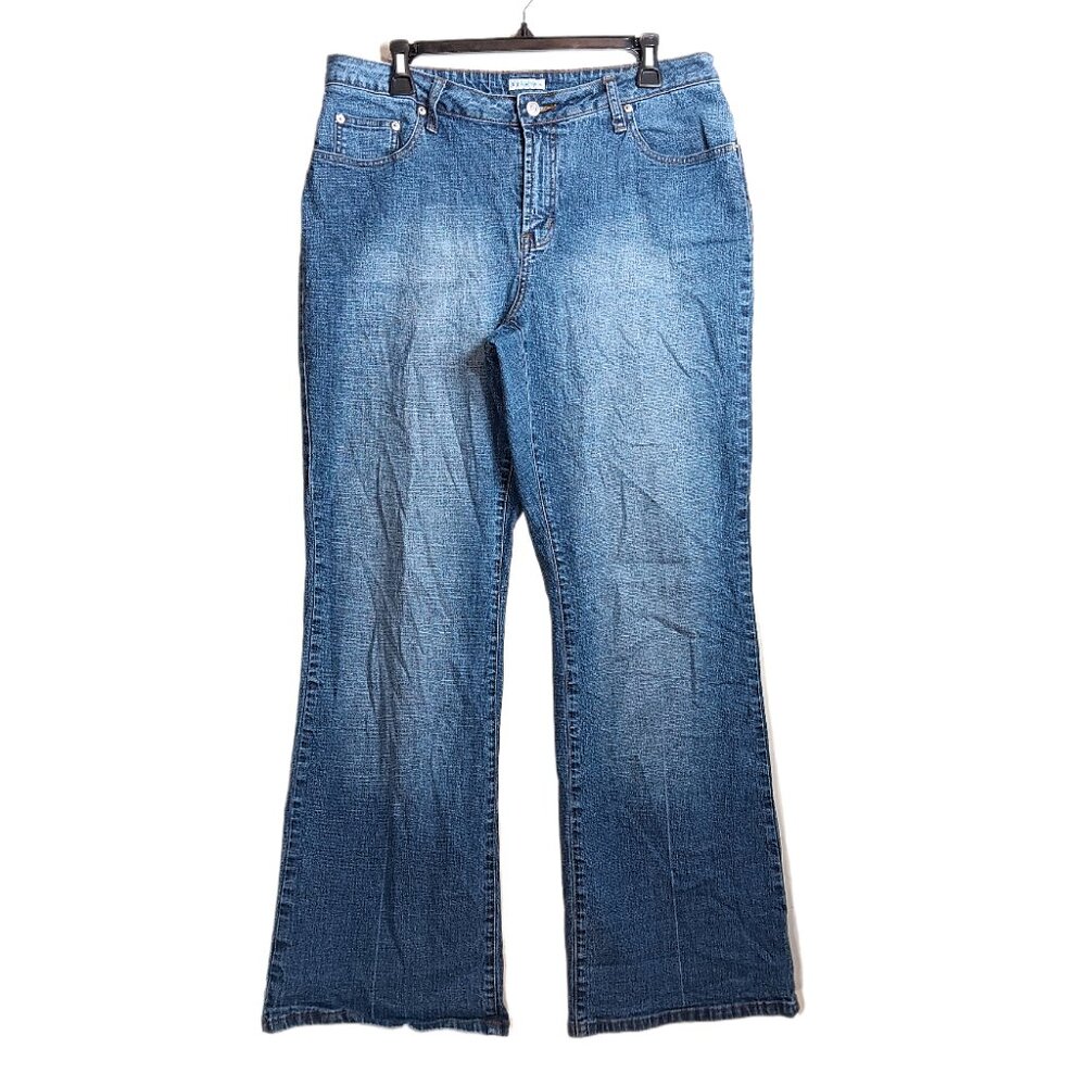 Carolina Blues Relaxed Bootcut Jeans Womens 16W Medium Wash High Rise Stretch